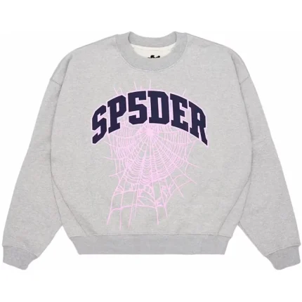 Sp5der Varsity Web Crewneck Grey Heather