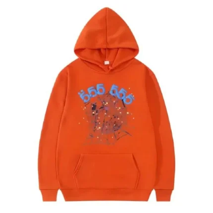 Sp5der 555555 Number Hoodie Orange Men