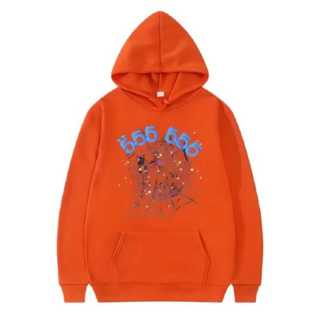 Sp5der 555555 Number Hoodie Orange Men Sp5der 555555 Number Hoodie Orange Men